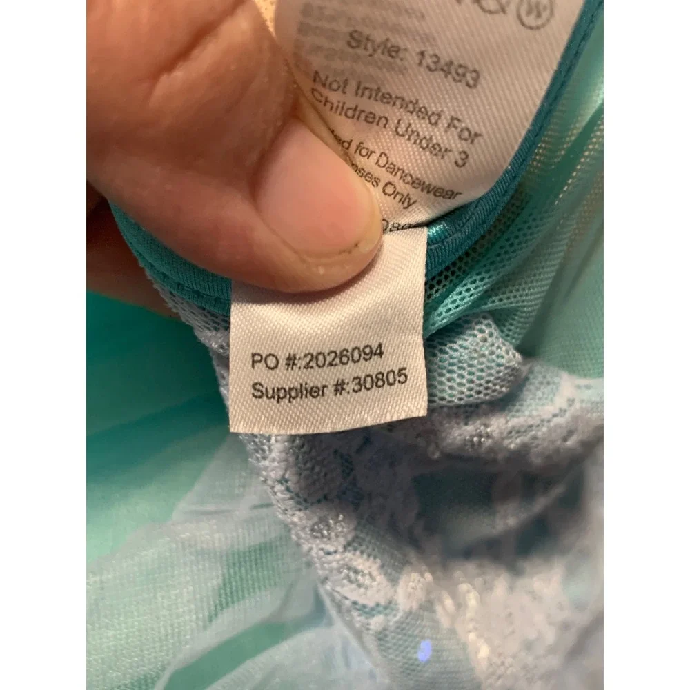 Weissman Kids Turquoise Aqua Lace Sequin Tutu Dance Costume Dress 13493 Size SC
